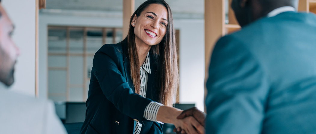 business woman shaking hands